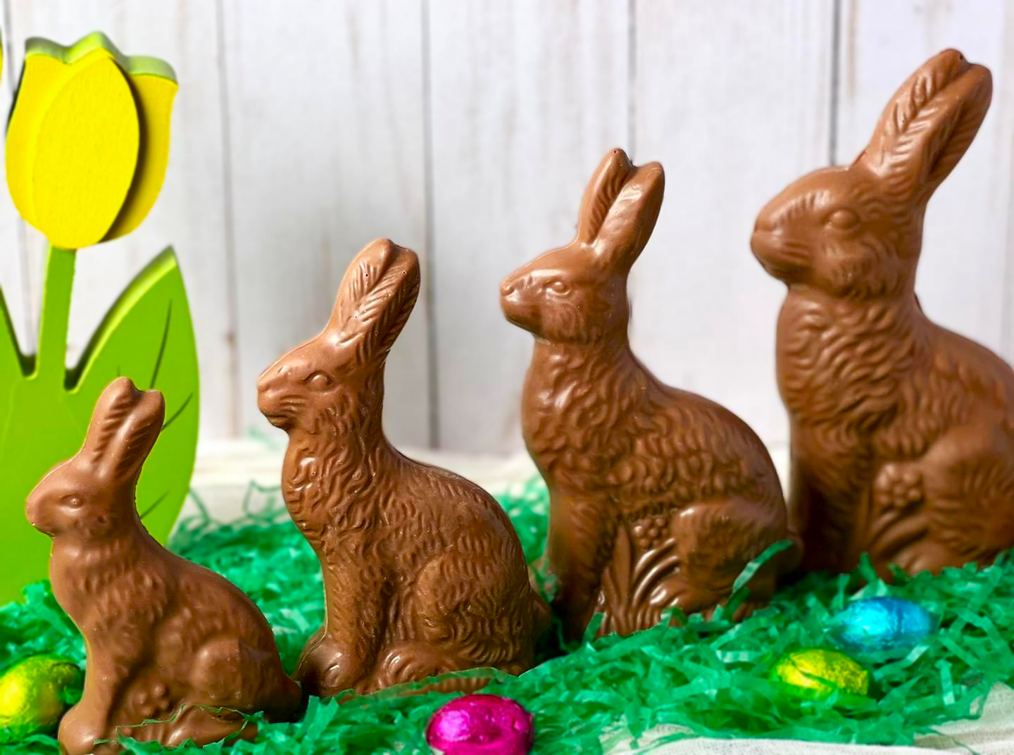 The E. Rabbit Family (Traditional Solid Chocolate Rabbits 4 Sizes)